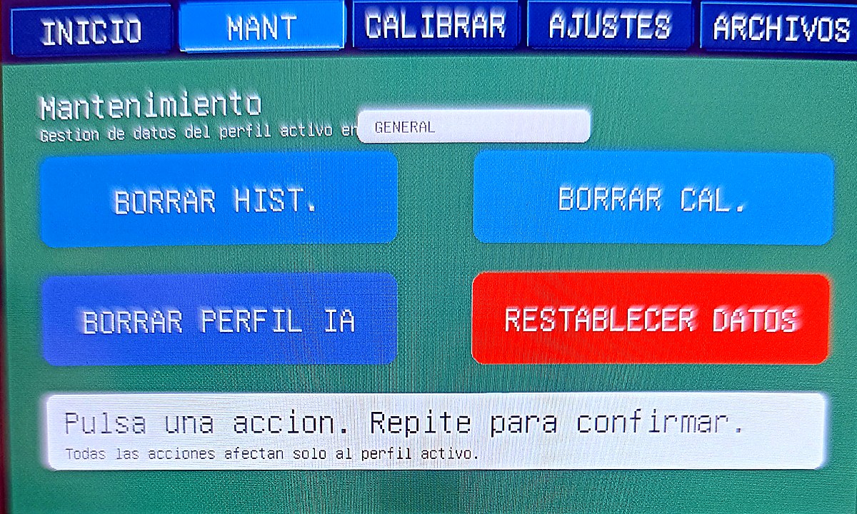 Pantalla de mantenimiento de ColorFerm DeltaE